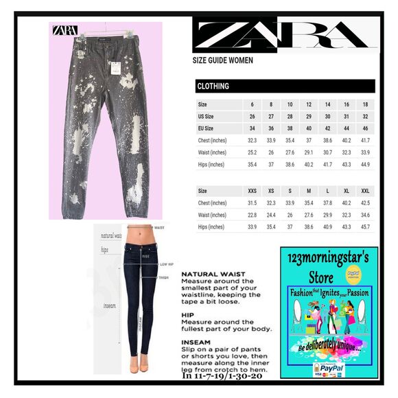 Zara NEW Y2K Paint Splatter High Rise Denim Skinny Legging Jean 8 - Picture 12 of 12